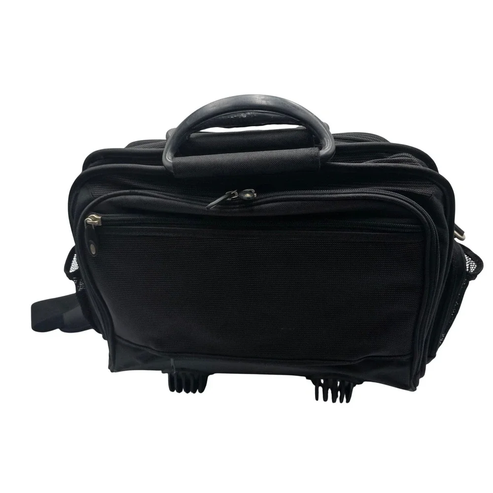 Port Designs Black Ballistic Nylon Laptop Briefcase Messenger Bag 16.5x6.5x13in